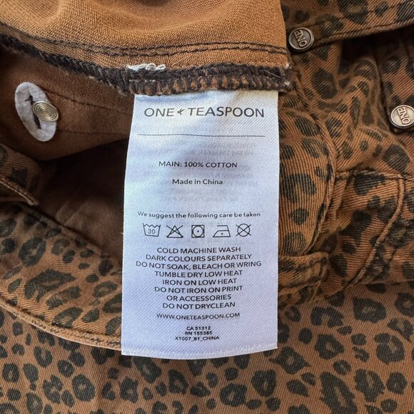 New Free People OneTeaspoon Cheetah Sinner Pants Barrel Jeans 28 Tobacco - Picture 10 of 11